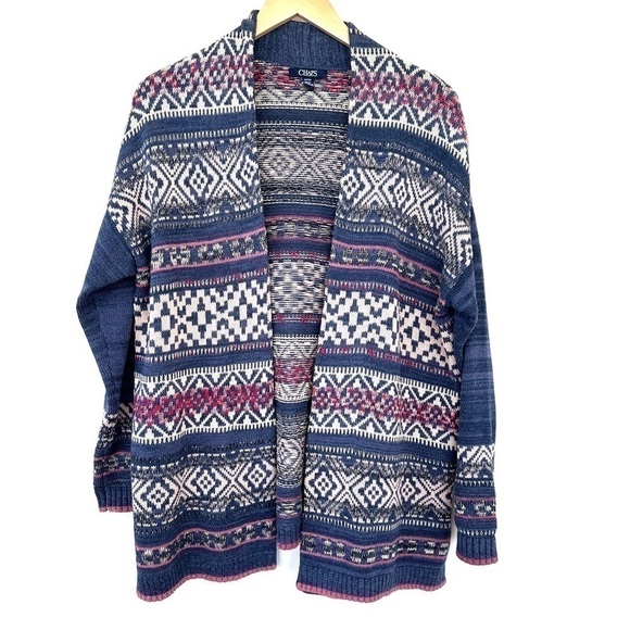 Chaps open cardigan, oversized fit  with dolman cut sleeves, cotton blend - Picture 1 of 11